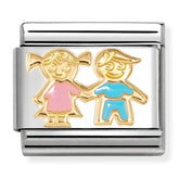 Nomination Composable Classic Link 030272/92 Brother & Sister in 18K Gold with Enamel
